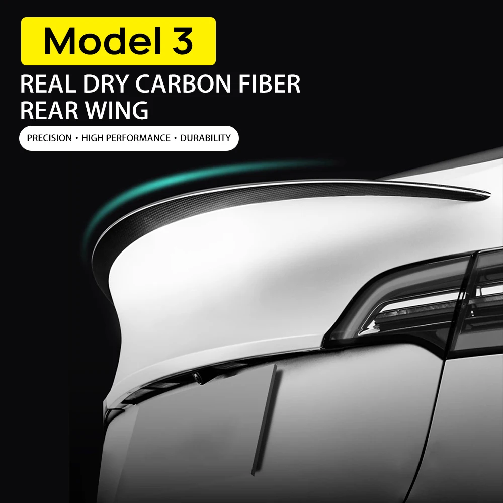 Car Trunk Lip Spoiler Wing Stripe For Tesla Model 3 2016-2023 2024 Highland Real Carbon Fiber Decor Auto Tuning Accessories