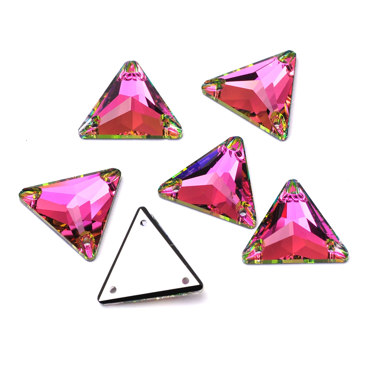 PUBRILEX Vitrail Rose Strasssteine in verschiedenen Formen, Kristall-Aufnähsteine mit Löchern für DIY-Kleidungsstücke, Kleider und Nähzubehör. – Detail 10