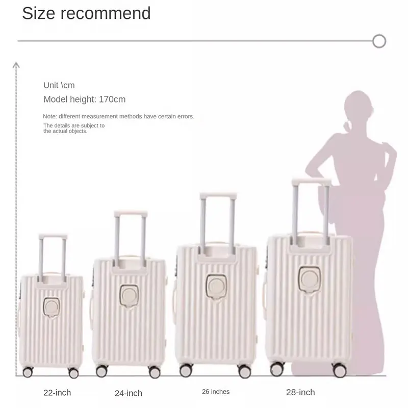 Large Capacity Suitcase Female Rolling Suitcases on Wheels Zipper Password Lock Luggage Cabin Case with Cup and Phone Holder