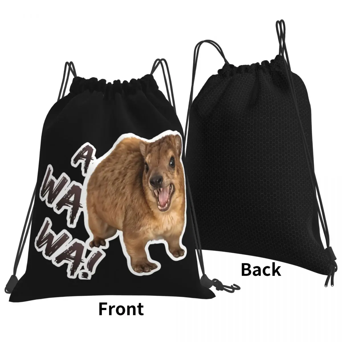 Awawa Angry Screaming Rock Hyrax Backpacks Multi-function Drawstring Bags Sports Bag Book Bags for Man Woman Students