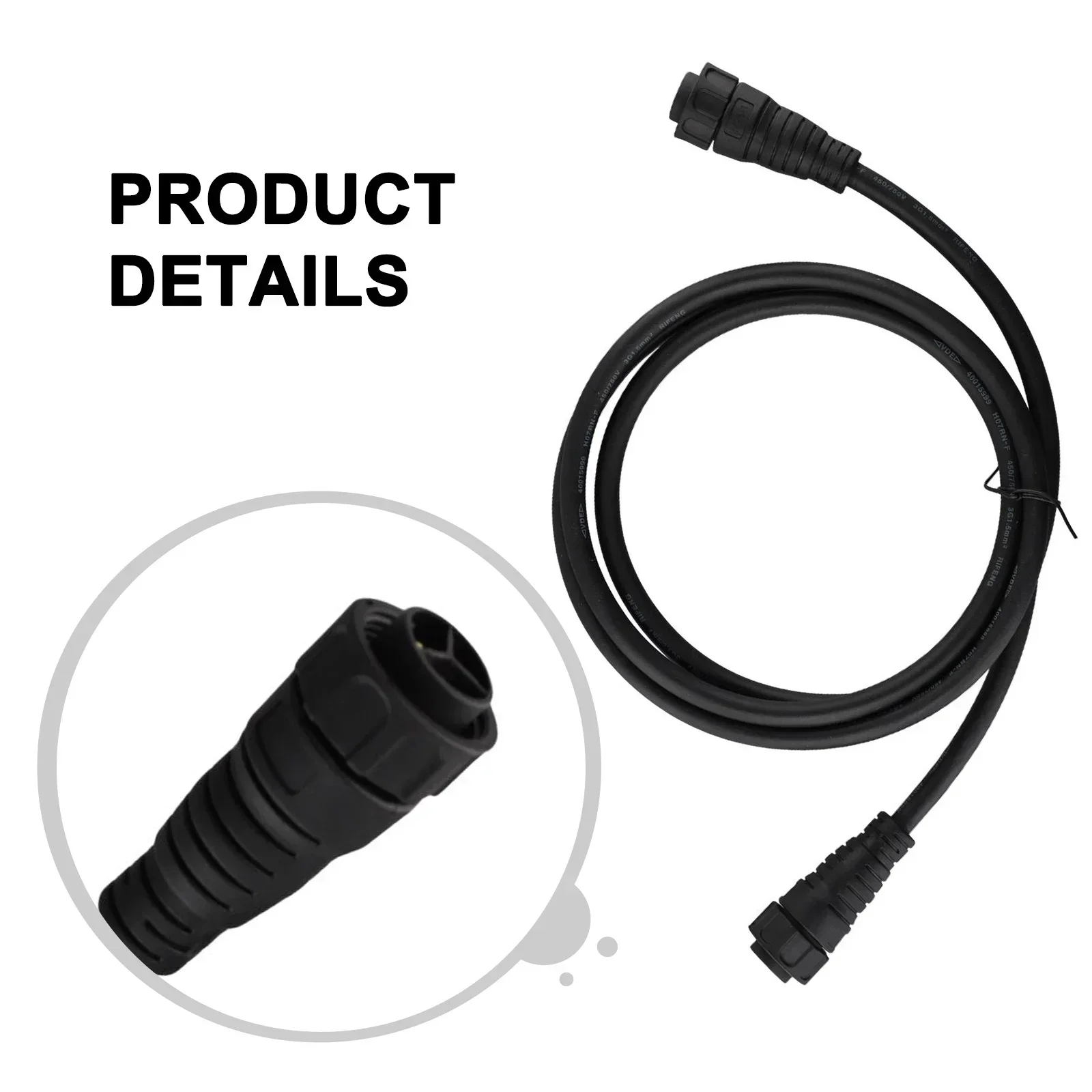 1pc AC Cable 2M M25 Black 600W/1400W 450/750V For Waterproof Grid Tie Inverter Solar Power Power Tools Replacement Accessories