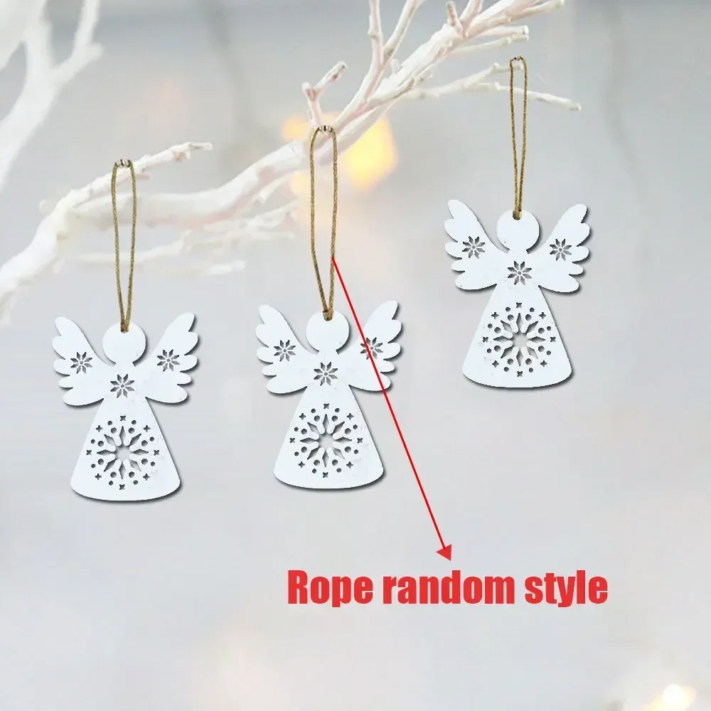 

10Pcs Cute Wooden Crafts Christmas Tree Hanging Ornaments Wood Cutouts Christmas Decoration DIY Supplies Crafts Angel Styling