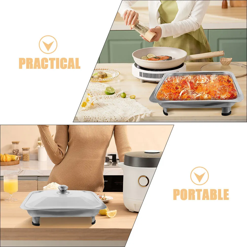 

Поднос для шведского стола из нержавеющей стали, большой размер со съемными ножками и крышкой, поднос для еды для вечеринки, общественного питания, банкета, сервировки, жаровня