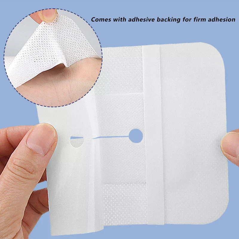 

10/5Pcs Medical Drainage Tube Sterile Wound Dressing Non-Woven Patch with Hole for Renal Puncture Urinary Catheter Fixation