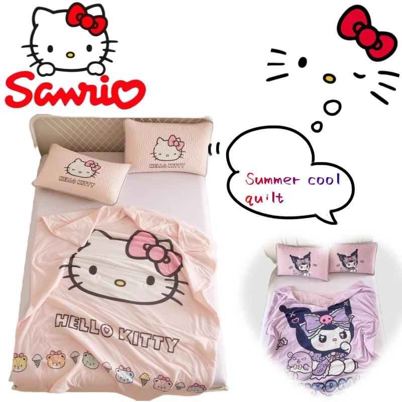 

sanrio Hello Kitty My Melody Kuromi Summer Cool Quilt Creative High Value Cartoon DIY Print Bedroom Cool Air Conditioner Quilt