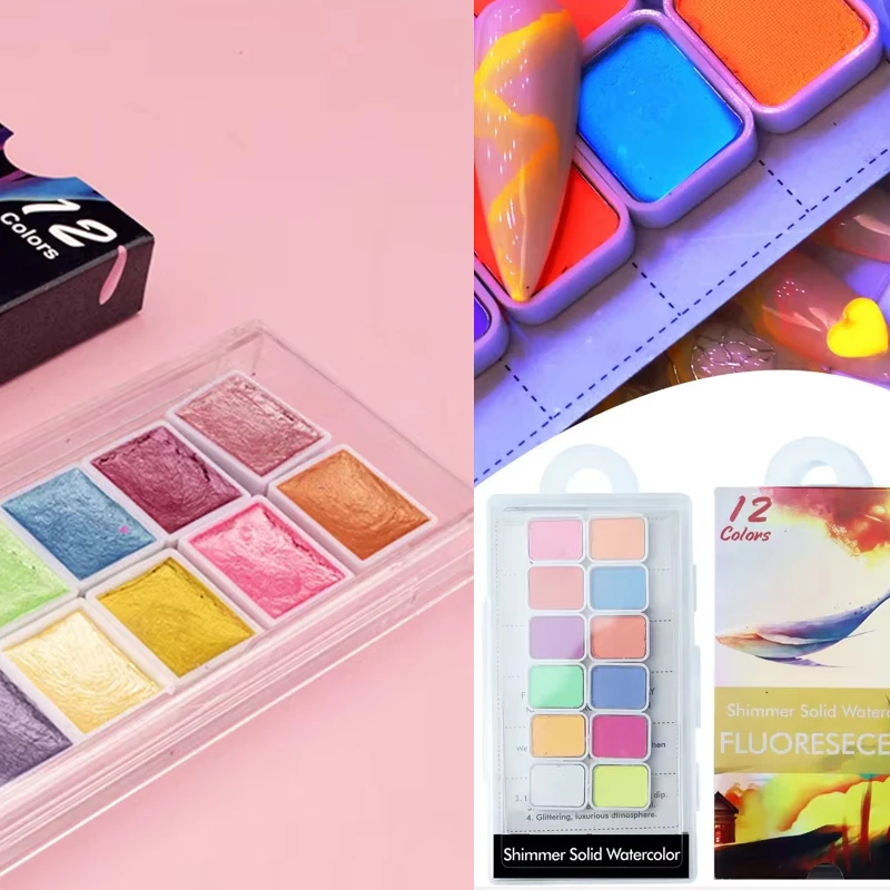 

Nail Solid Pigment Watercolor Nail Art Drawing Paints Chrome Glitter Powder Gel Polish Manicure Nail Metallic Paint Nail Pigment