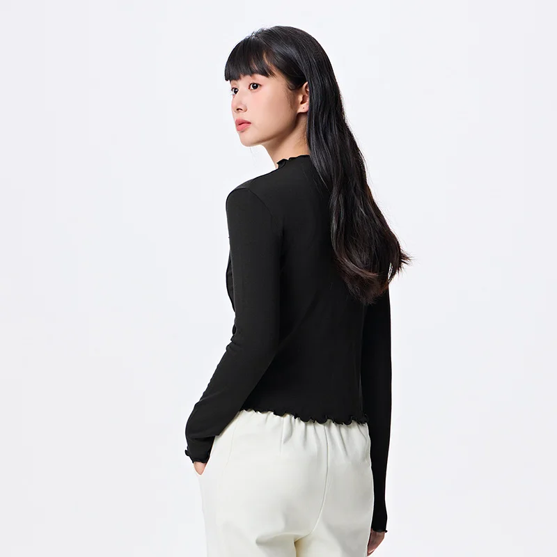 Semir Bottoming Shirt Women Half-High Collar Slim Fit Trendy Brushed Base Layer That Can Be Worn Outside