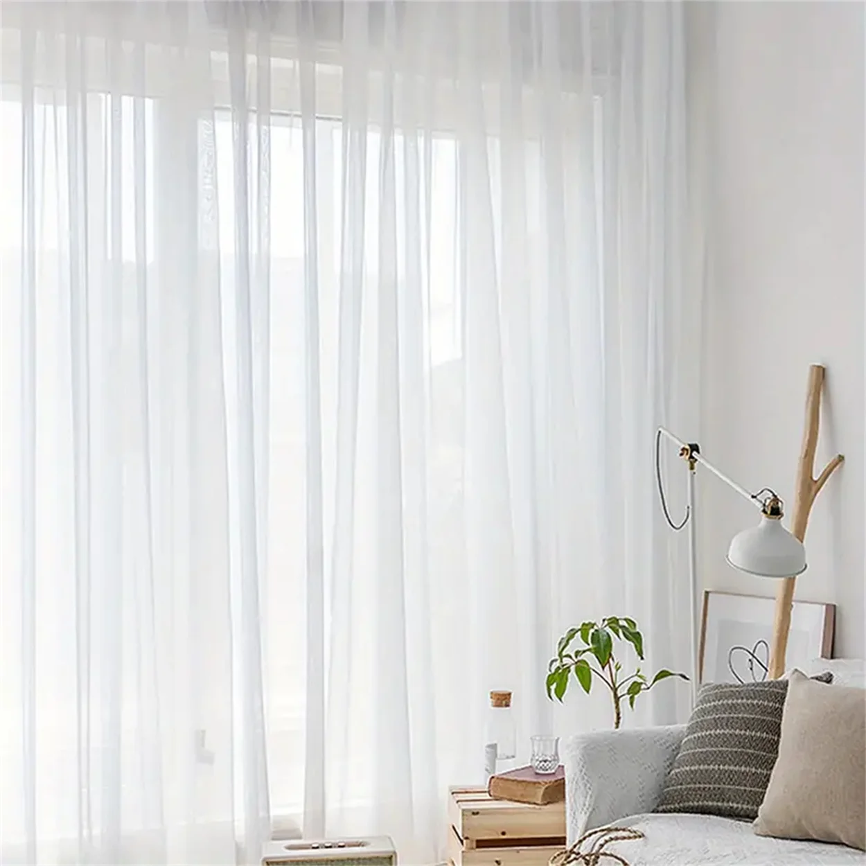 1PC White Shading Sheer Curtains for Living Room Decoration Window Curtains for Kitchen Modern Tulle Voile Organza Curtains