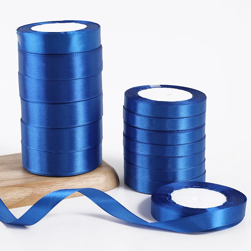 

6mm~50mm Royal Blue Satin Ribbon 25Yards/roll Single Face Gift Wrapping Christmas New Year Apparel Sewing Fabric Gift Ribbon