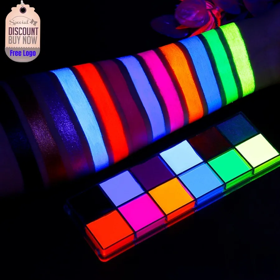 

Halloween 12 Colors Neon Fluorescent Oil Face Paint Body Paint Private Label Cosmetic Prom Cosplay Makeup Custom Logo