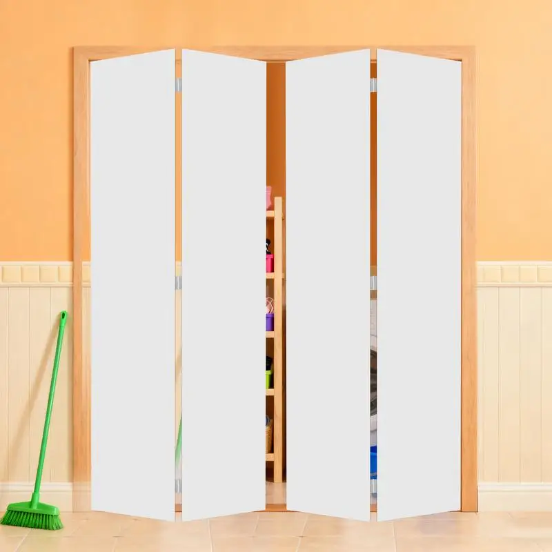 Pintu Lipat Dua Panel Modern 84x84 Inti Padat Vinyl Putih dengan Perlengkapan Perangkat Keras