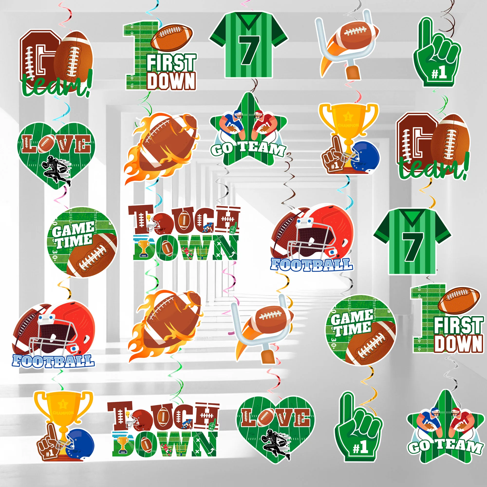 

Football Hanging Swirls Decorations,36 Pcs Football Party Hanging Swirl,American Football Hanging Swirls for Football Decoration