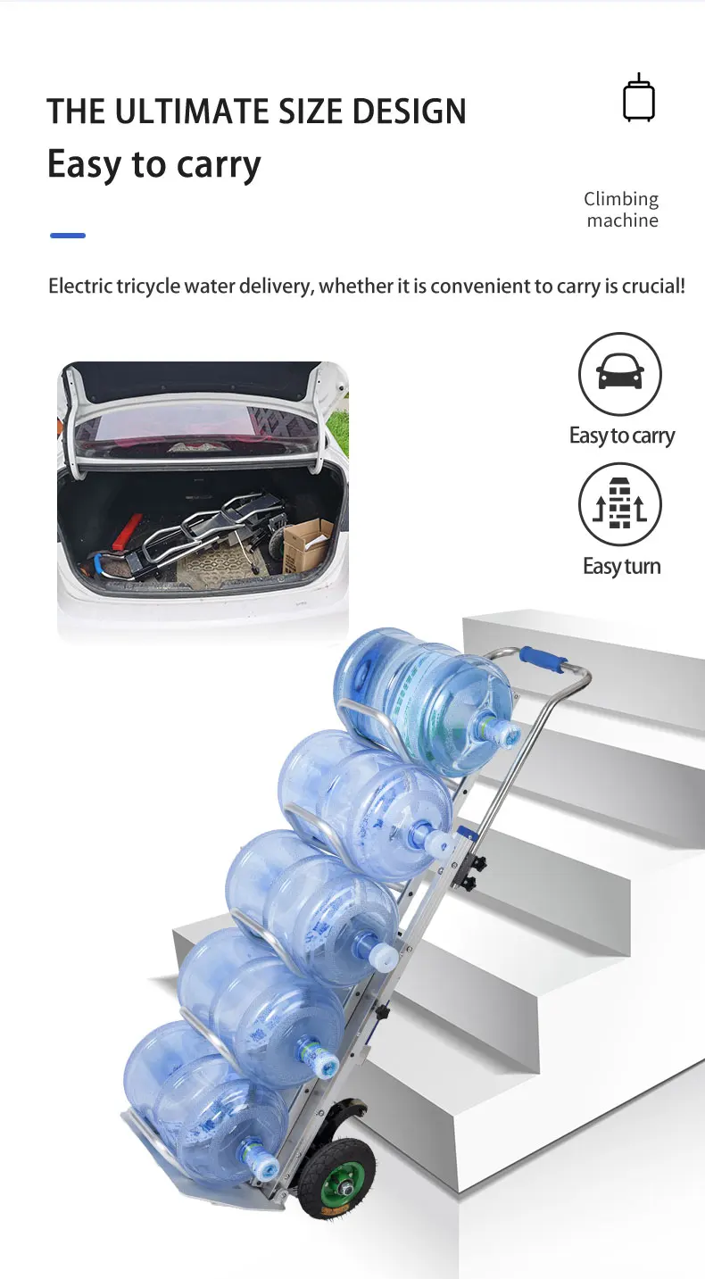 

Hot Sell Aluminum Extra Length Bottled Water Transport Hand Trolley 5 Buckets of Water Climbing Machine