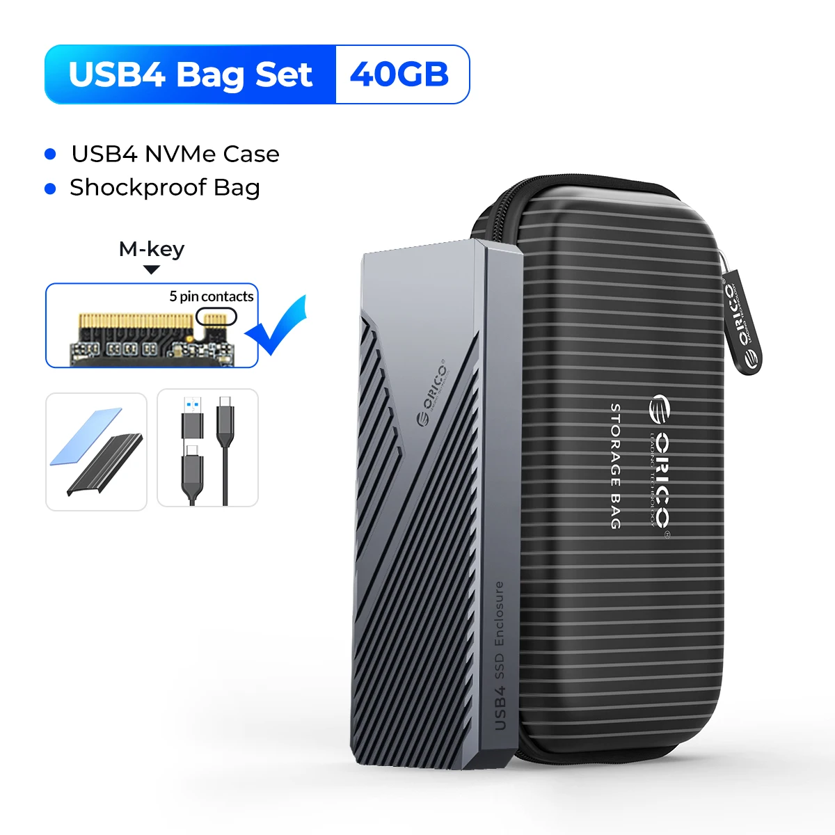 ORICO USB4 40Gbps NVMe SSD Enclosure 8TB Aluminum