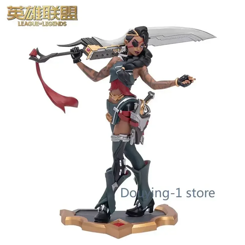 متوفر في المخزون League of Legends LOL Samira لعبة النحت المتوسطة تمثال محيطي لسطح المكتب تمثال قابل للجمع