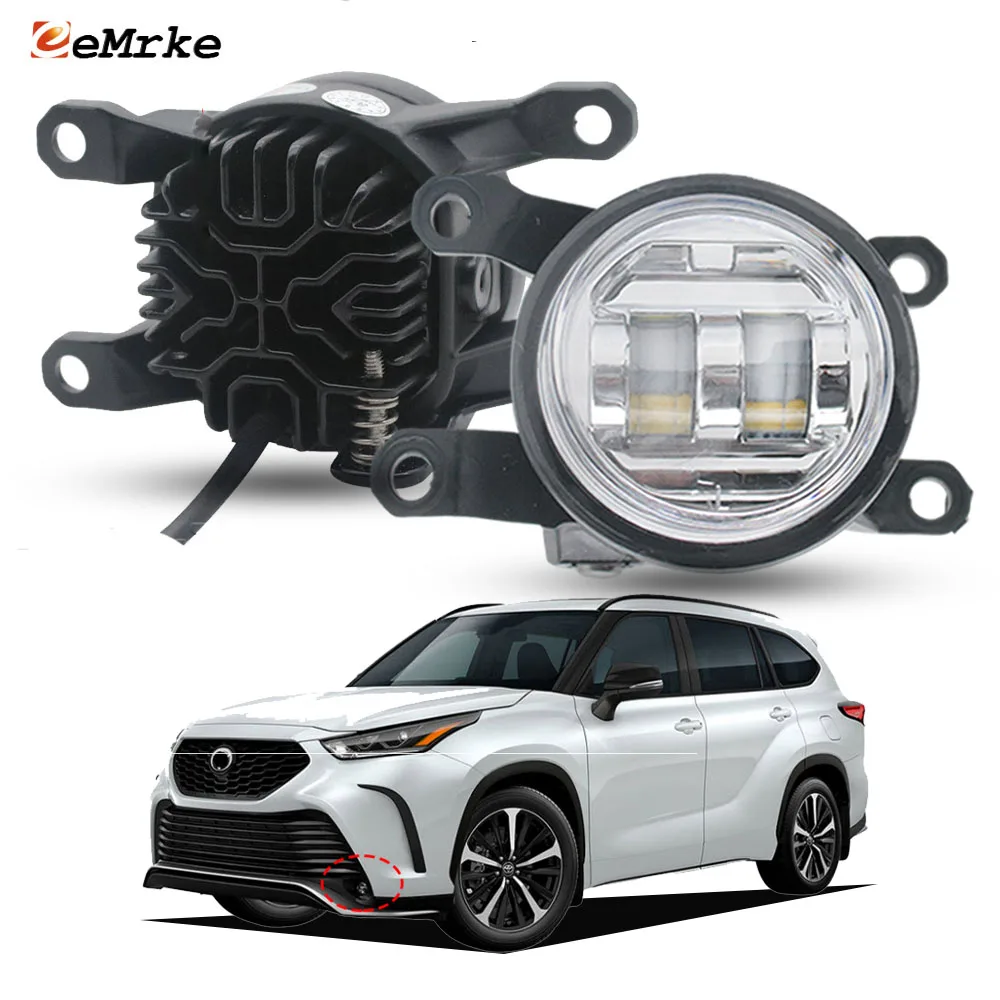 

Белый/желтый светодиодный противотуманный фонарь DRL для Toyota Crown Kluger/Highhlander XSE North America 2021-2025 с прозрачными линзами Plug and Play