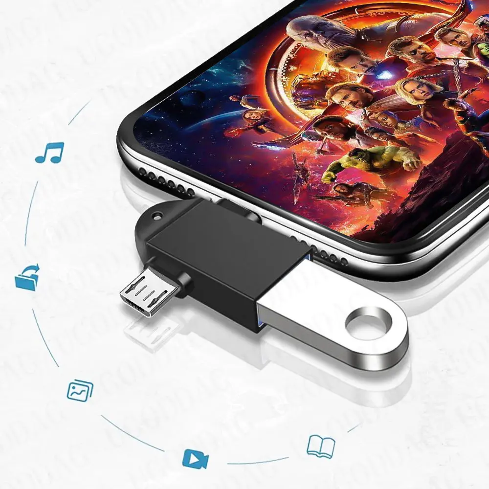 Adaptador OTG tipo C 2 en 1, Micro Usb a USB C, lector de unidad Flash para teléfono móvil, Conector de ratón, convertidor de Cable USB