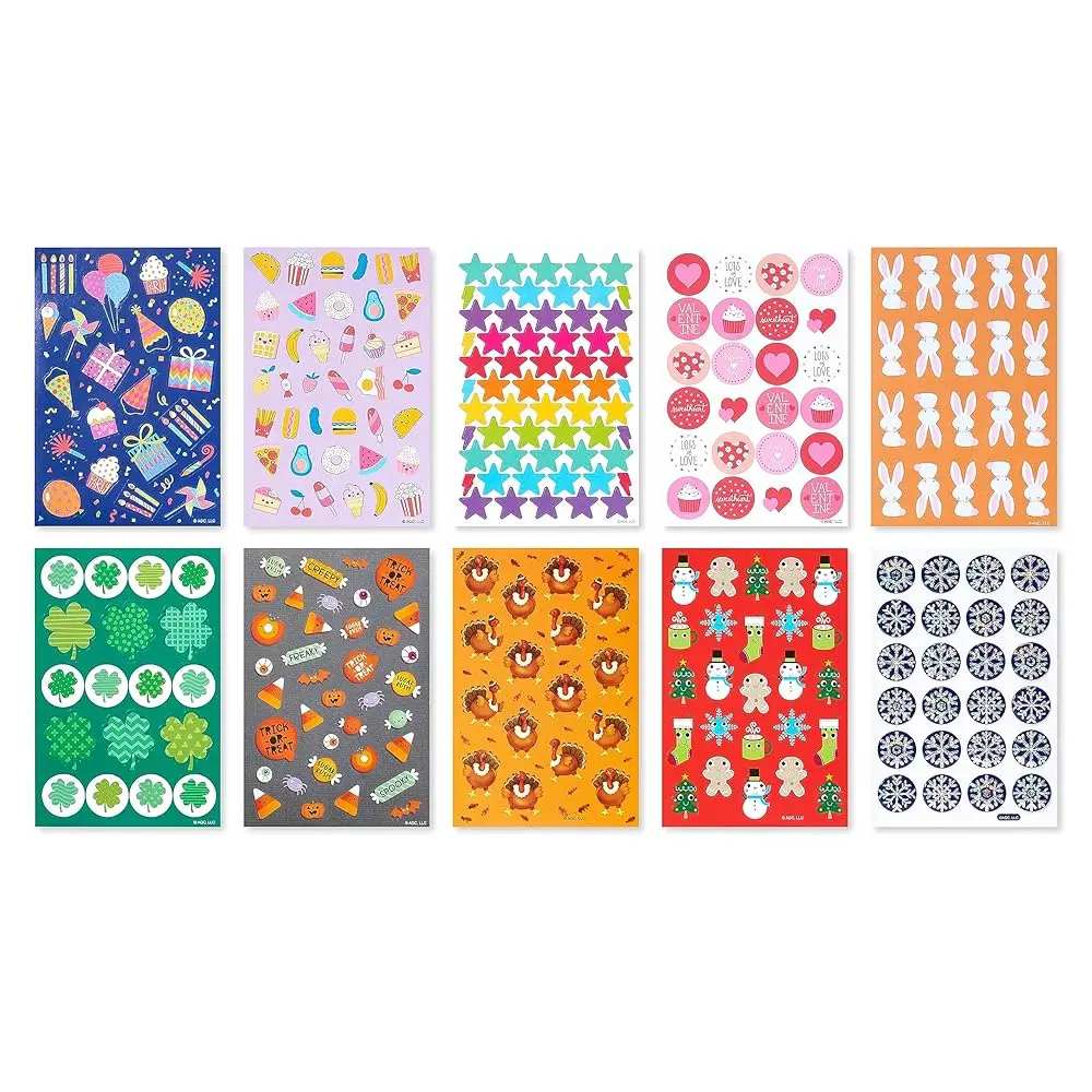 

Набор из 570 разнообразных праздничных наклеек для Дня рождения, Дня святого Валентина, Дня Святого Патрика, Пасхи, Хэллоуина, Дня благодарения, Рождества.