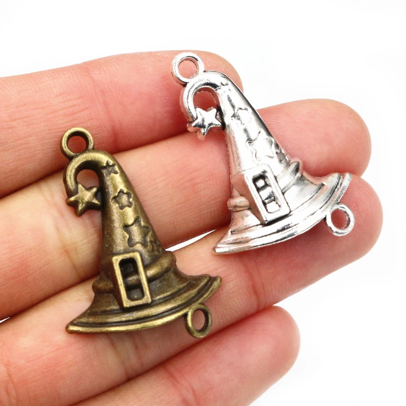 36x28mm 5pcs Antique Bronze Silver Plated Magic Hat Handmade Charms Pendant:DIY for bracelet necklace