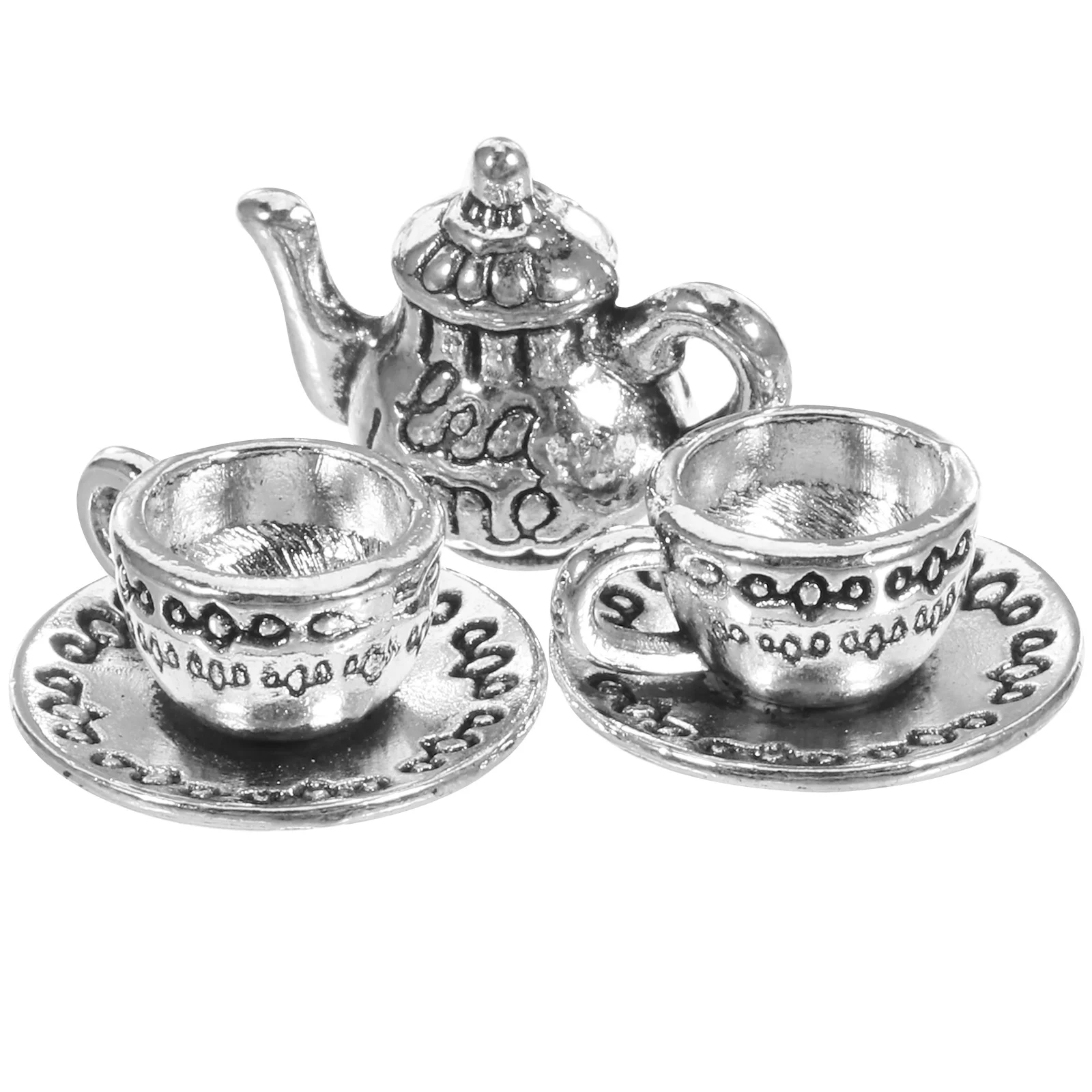 Mini Teapot Set Coffee Office Miniature Household Metal Zinc Alloy Desktop Kettle Ornament