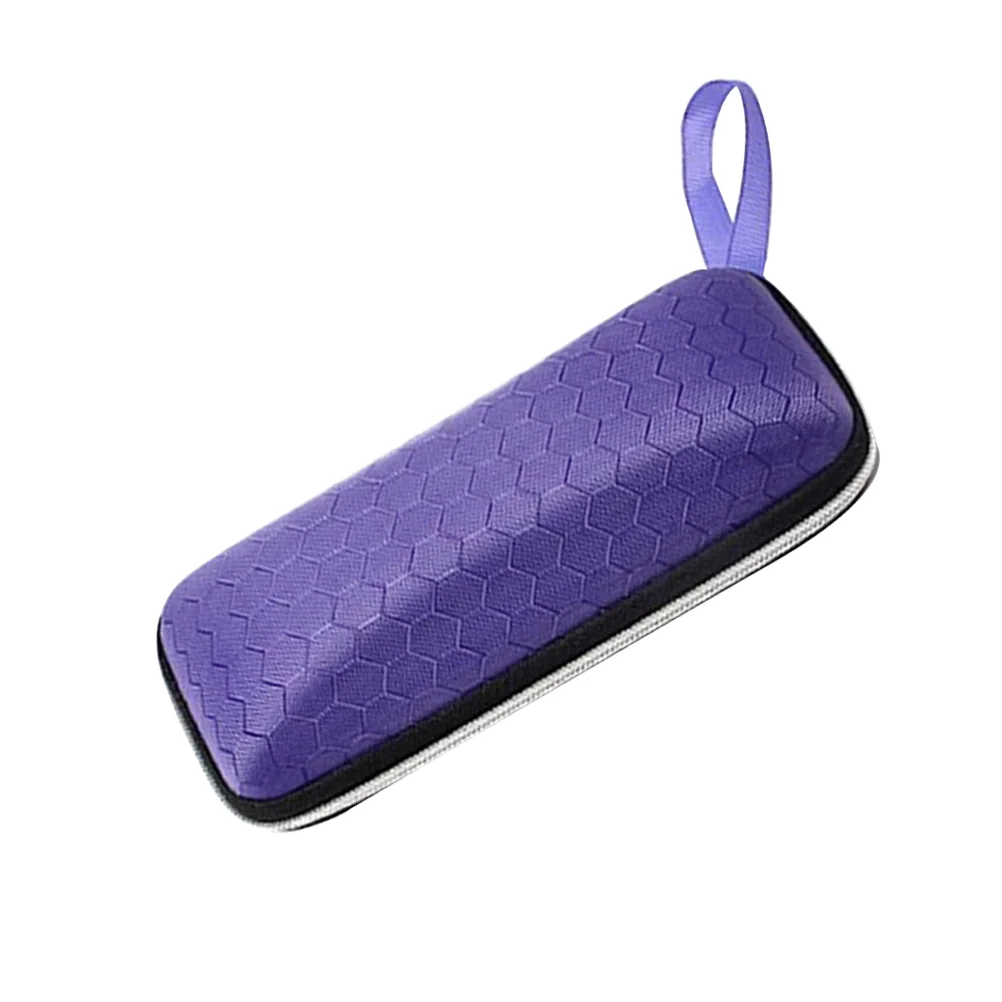 1pc Zipper Eyeglasses Case Honeycomb Pattern Glasses Case Sunglasses EVA Box Protector with Zipper (Purple)