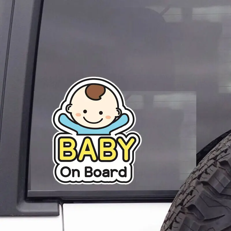 Eye-Catching Cartoon Baby On Board Car Stickers For Decor Window Windshield Bumper Sticker Perfect Gift for New Parents of Boy