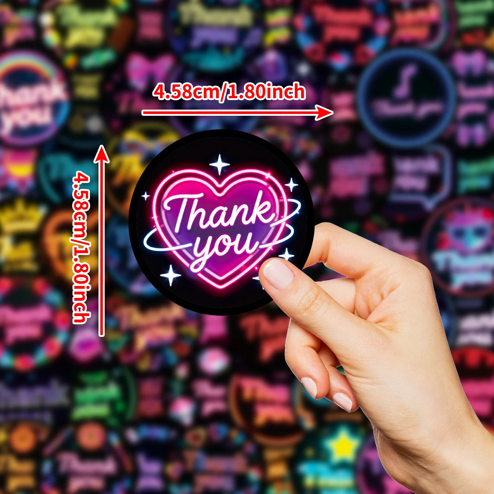 10/56 قطعة جديد شكرا لك ملصقات الكرتون النيون نمط الكتابة على الجدران الإبداع الديكور DIY بها بنفسك اللعب الثلاجة المحمول الغيتار سيارة الدراجة الشارات