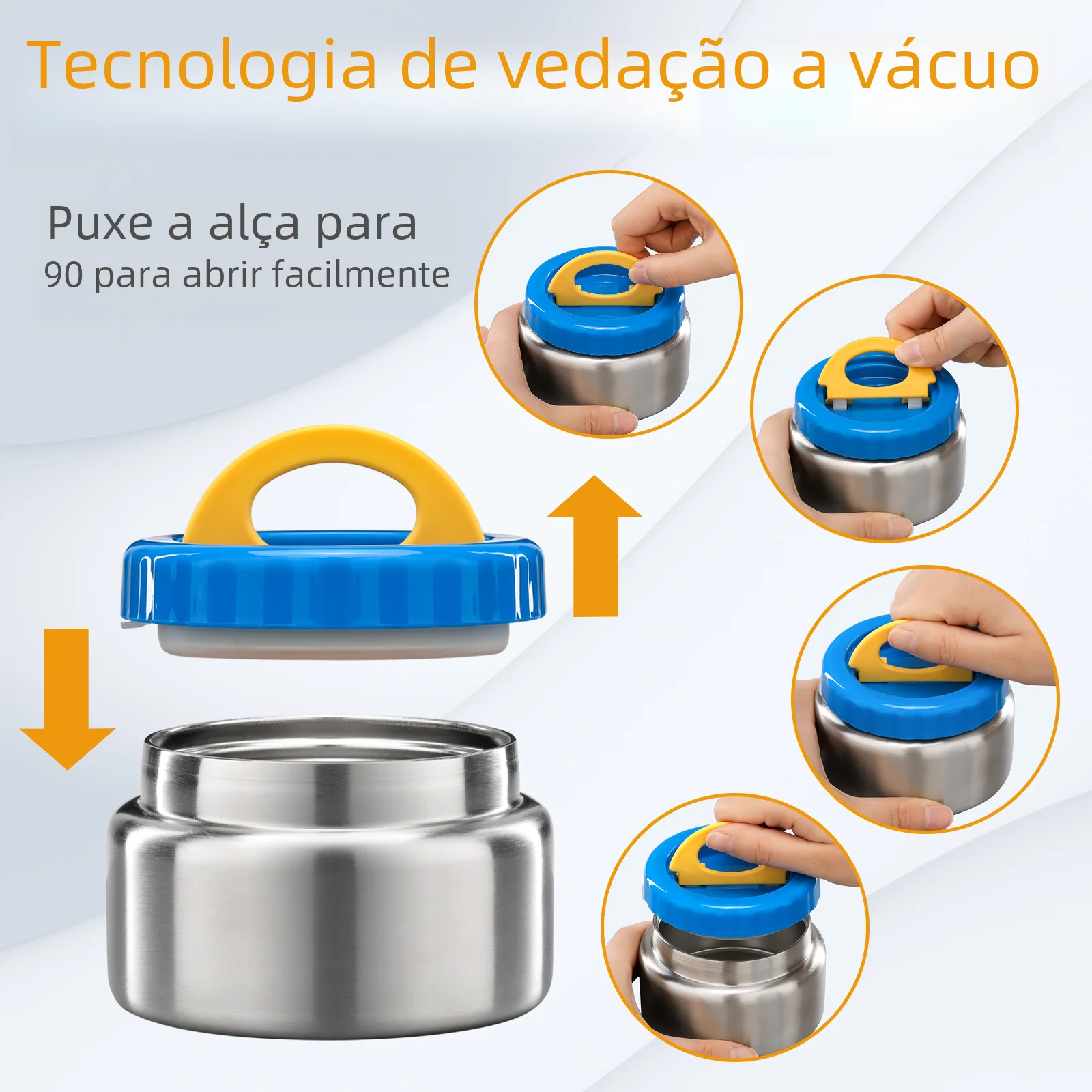 Jarra de comida isolada a vácuo de boca larga térmica de sopa de 8 onças para alimentos quentes e frios, recipiente de almoço infantil de aço inoxidável à prova de vazamento para Scho