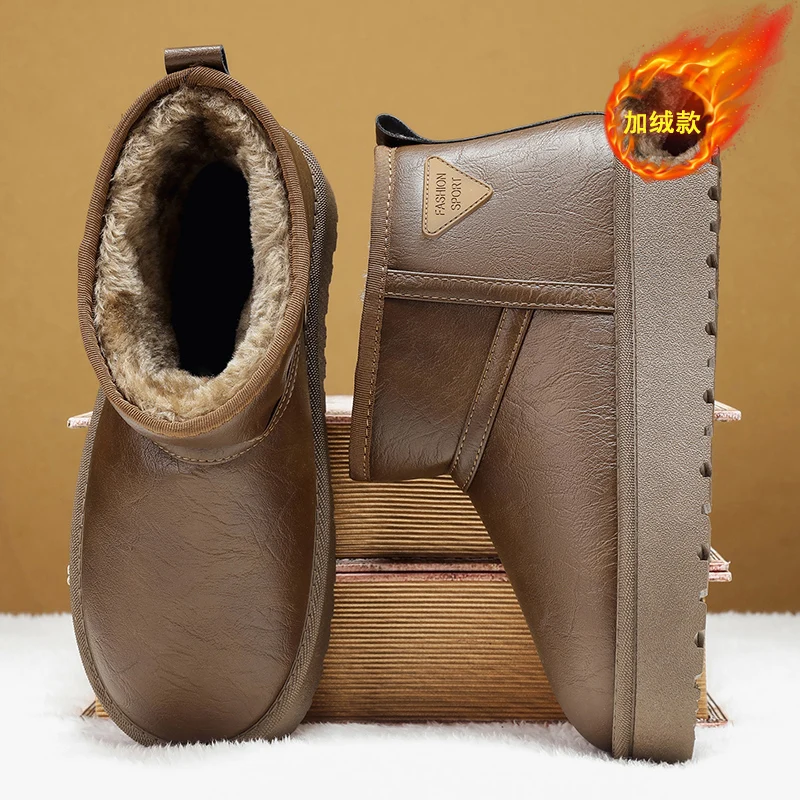 أحذية ثلج معزولة لعام 2025 للرجال، مبطنة بالفرو الصناعي ومضادة للانزلاق، مثالية لعيد المحاربين القدامى والتزلج أو التزلج على الجليد #4
