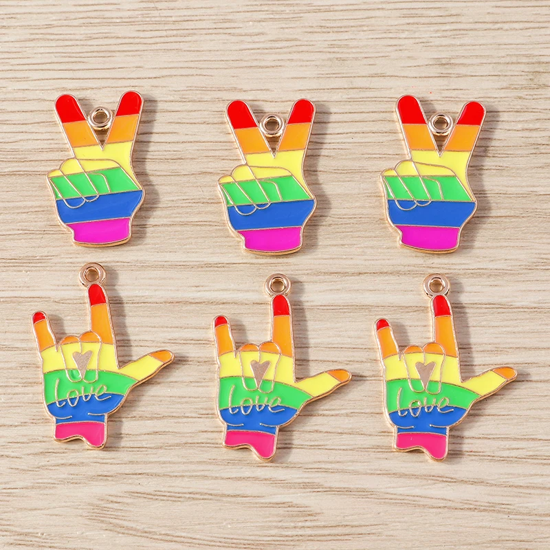 10 Stück Niedliche Bunte Emaille-Regenbogen-Herz-Mond-Anhänger für Schmuckherstellung, Halsketten, Ohrringe, Armbänder, DIY-Bastelzubehör – Detail 17