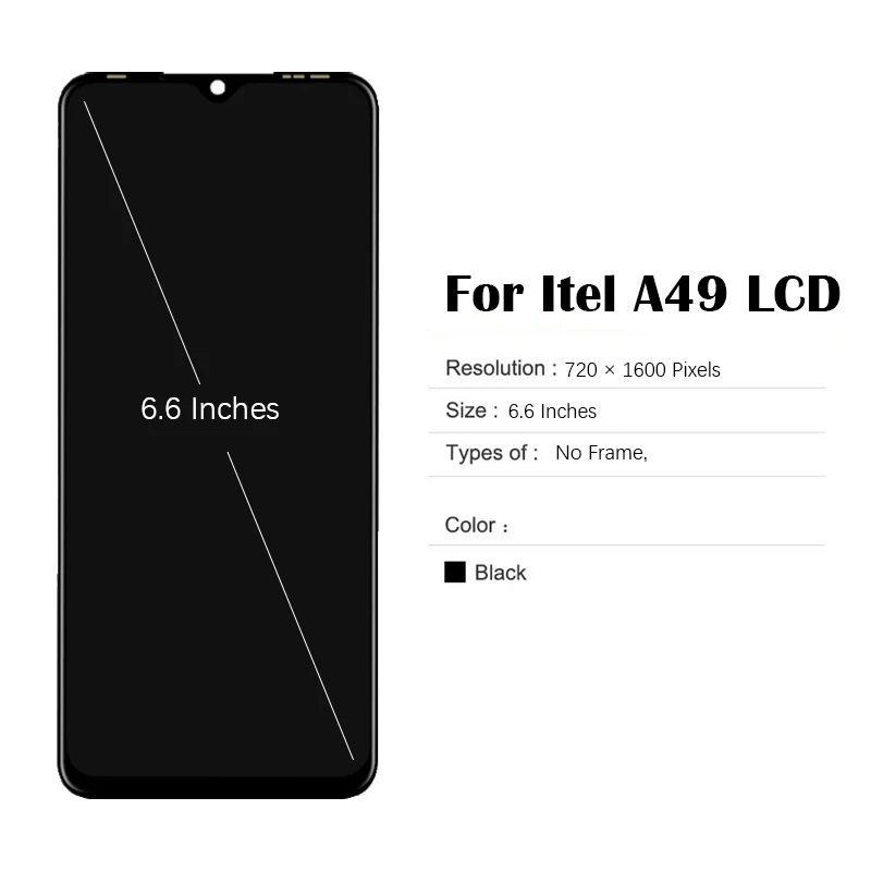 LCD Screen for 6.60 inch Itel A49 LCD Touch Screen Digitizer Assembly with Repair Tool and Glue for itel a49 a661l lcd