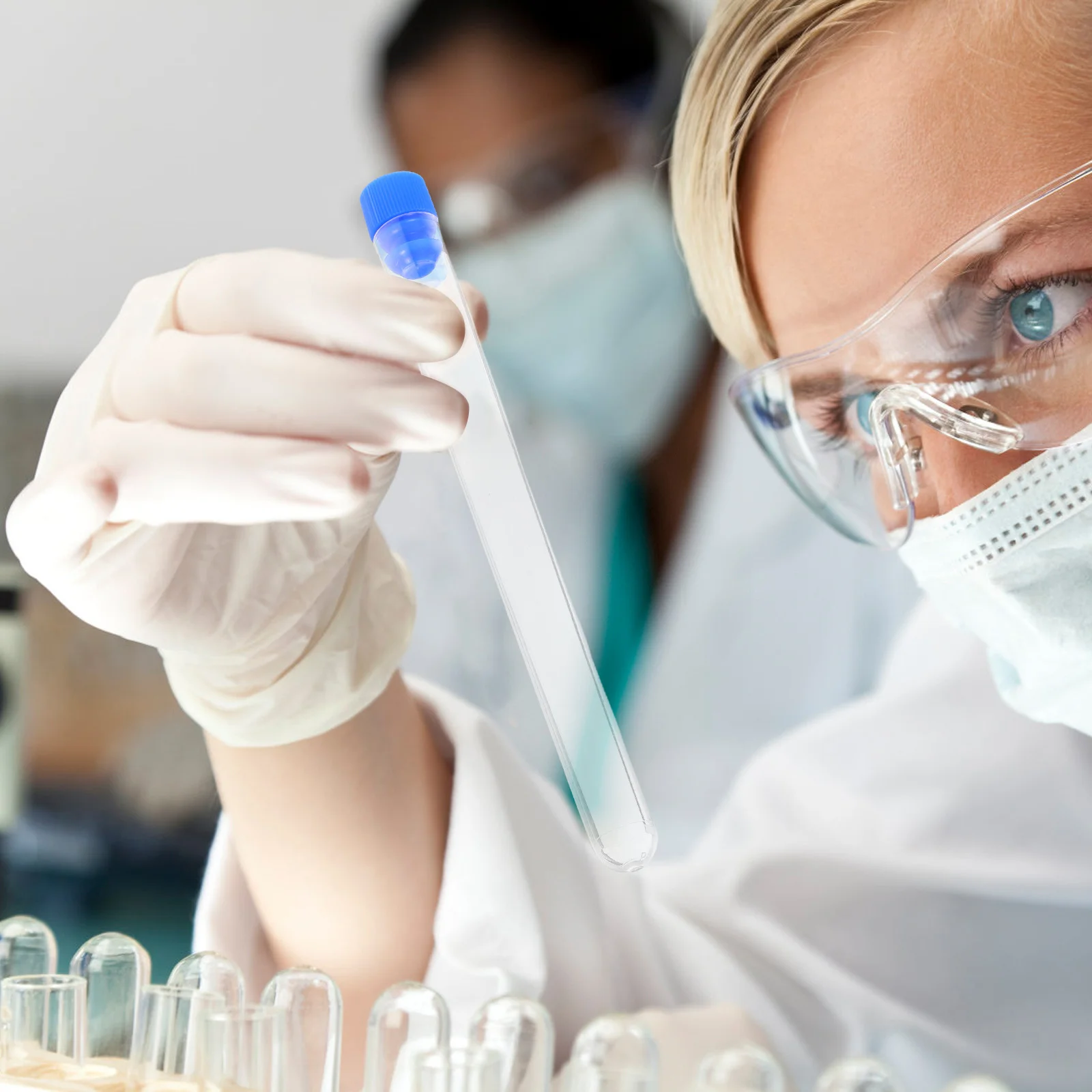 

25Pcs Laboratory Test Tubes Transparent Plastic Sampling Tubes Secure Cap for Sample Storage Observation Scientific Research