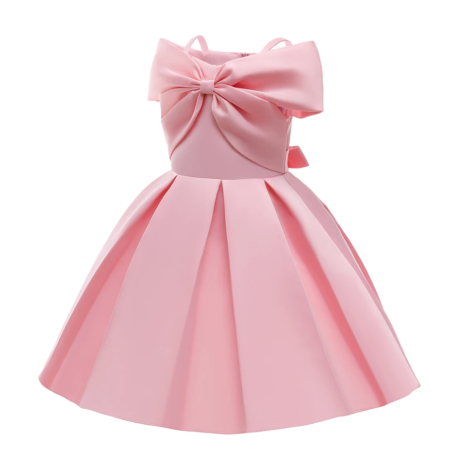 Summer Style Young Girl Pink White Solid Color Halter Pleated Dress Children Formal Occasion Ceremony Elegant Kids Party Dresses