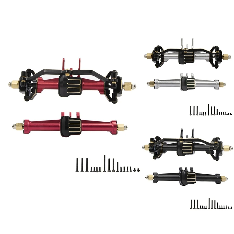 2 قطعة كاملة النحاس سبائك الألومنيوم المحور الأمامي والخلفي مع والعتاد ل TRX4M 1/18 RC الزاحف سيارة ترقية أجزاء