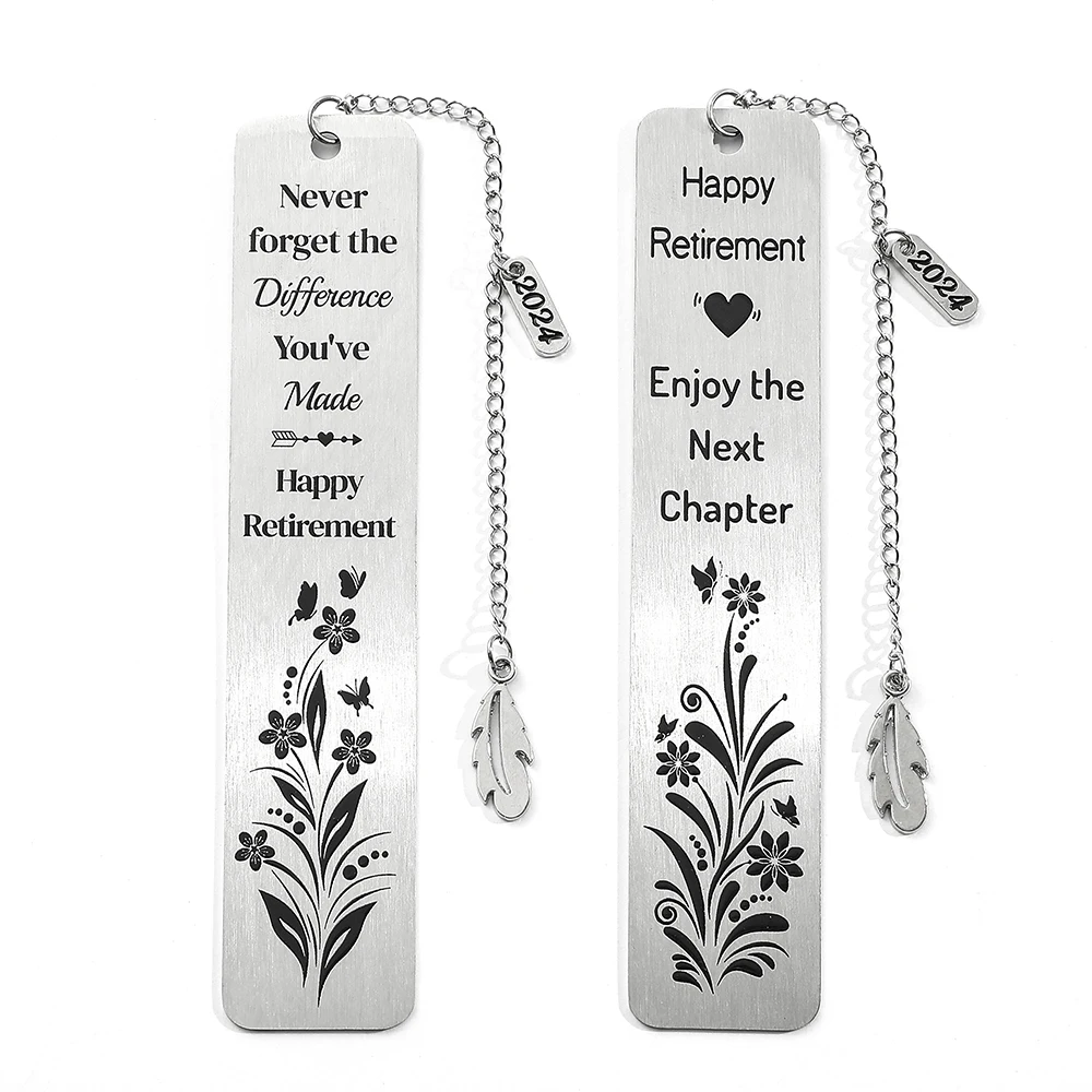 Literature Stainless Steel Metal Bookmark Print 2024 Pendant Reading Tool for Men Women Page Mark Stationery Supplies