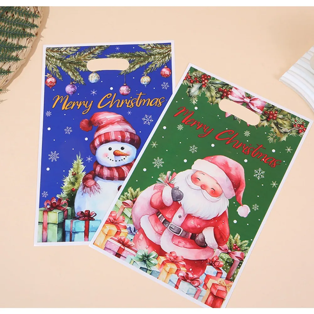 

100PCS Portable Christmas Gift Bags Santa Claus Snowflakes Reindeer Christmas Decorations for Home 2026 Xmas Gifts