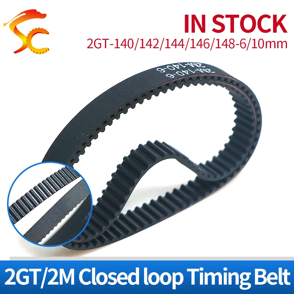 

GT2 rubber Timing belt 140-2GT in closed loop GT2 140 142 144 146 148 width=6/10mm for 3D printer