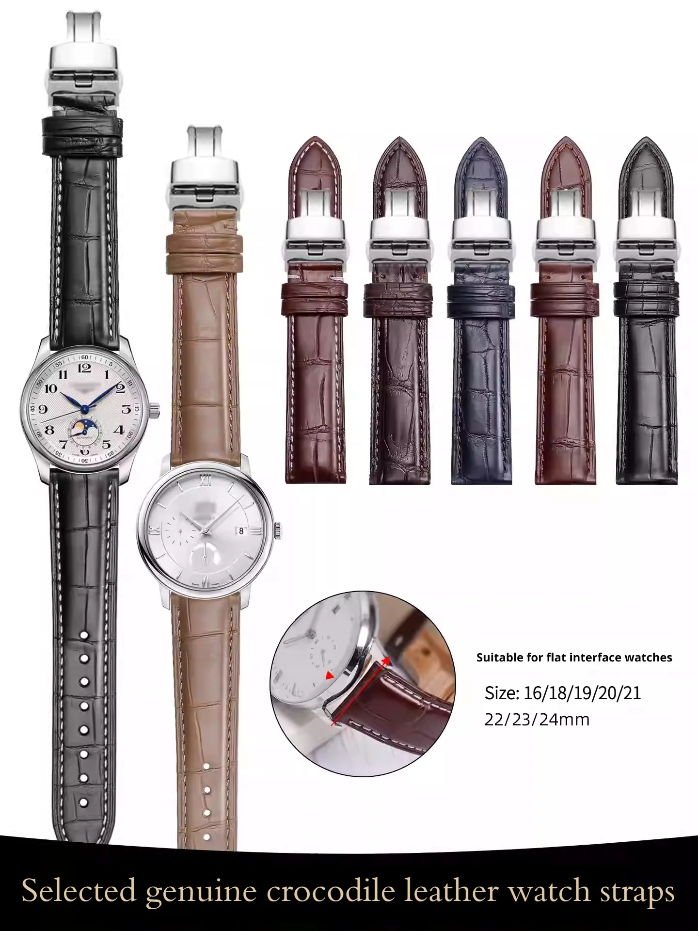 Premium quality universal style genuine crocodile leather watchband for Omega Rolex VC PP Cartier watch strap bracelet
