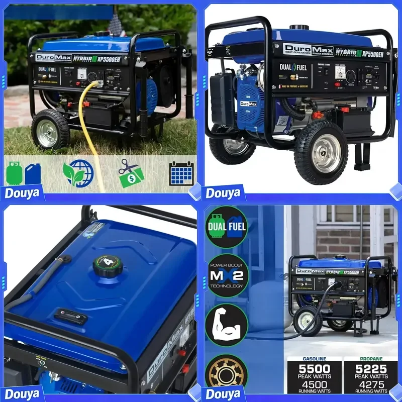 A Electric Start-Camping; RV Ready, 50 State Approved Dual Fuel Portable Generator-5500 Watt or Propane Powered