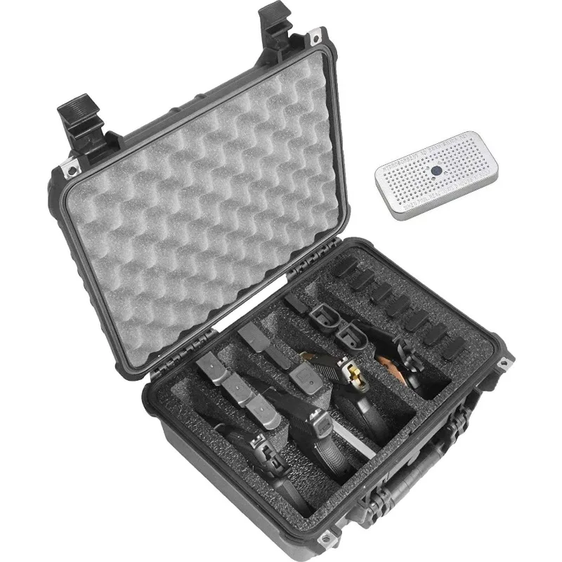 4 Pistol and 16 Magazine Pre-Cut Heavy Duty Waterproof Case with Included Silica Gel Canister to Help Prevent Gun Rust