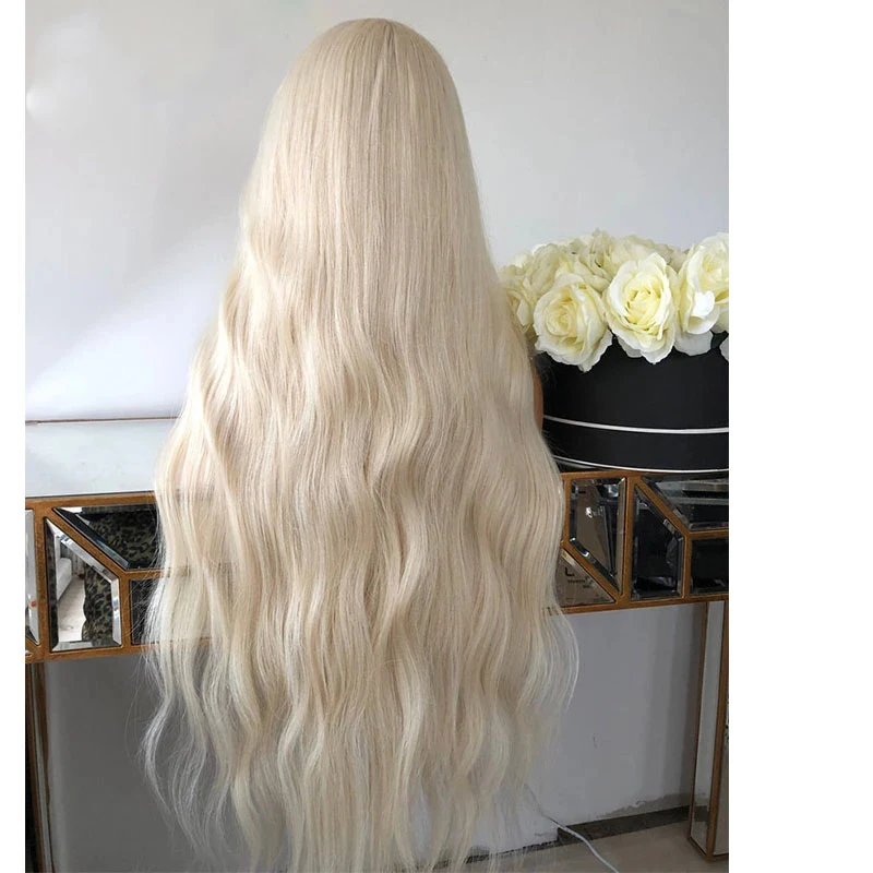 White Blonde Natural Wave Soft Hair Wigs 13x4 Lace Frontal Wig Synthetic Hair Lace Front Wigs For Women Glueless Daily Use