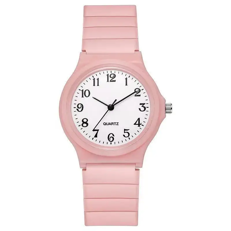 

Fashion Girls Watch Simple Exam Quartz Watch Silicone Strap Small Arabic Quartz Wristwatches for Women Student Ladies