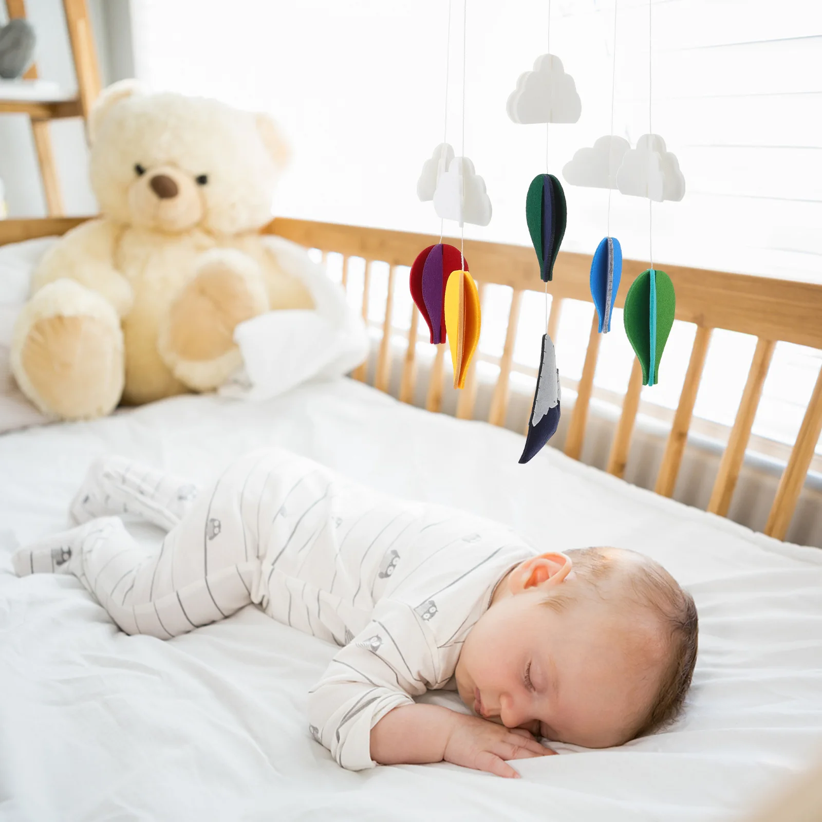 Hot Air Balloon Pendant Baby Bed Wind Chime Mobile Toys Children's Room Newborn Crib Bedside Felt Hanging Rattles Kids