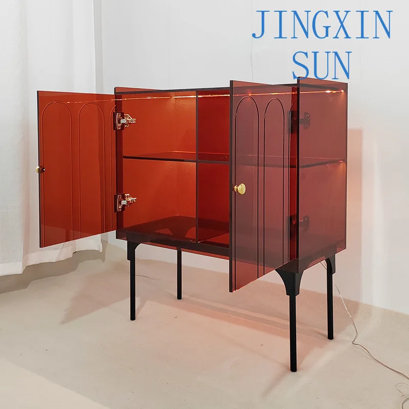 Nordic Light Luxury Amber Acrylic Locker Modern Simple Design Acrylic Storage