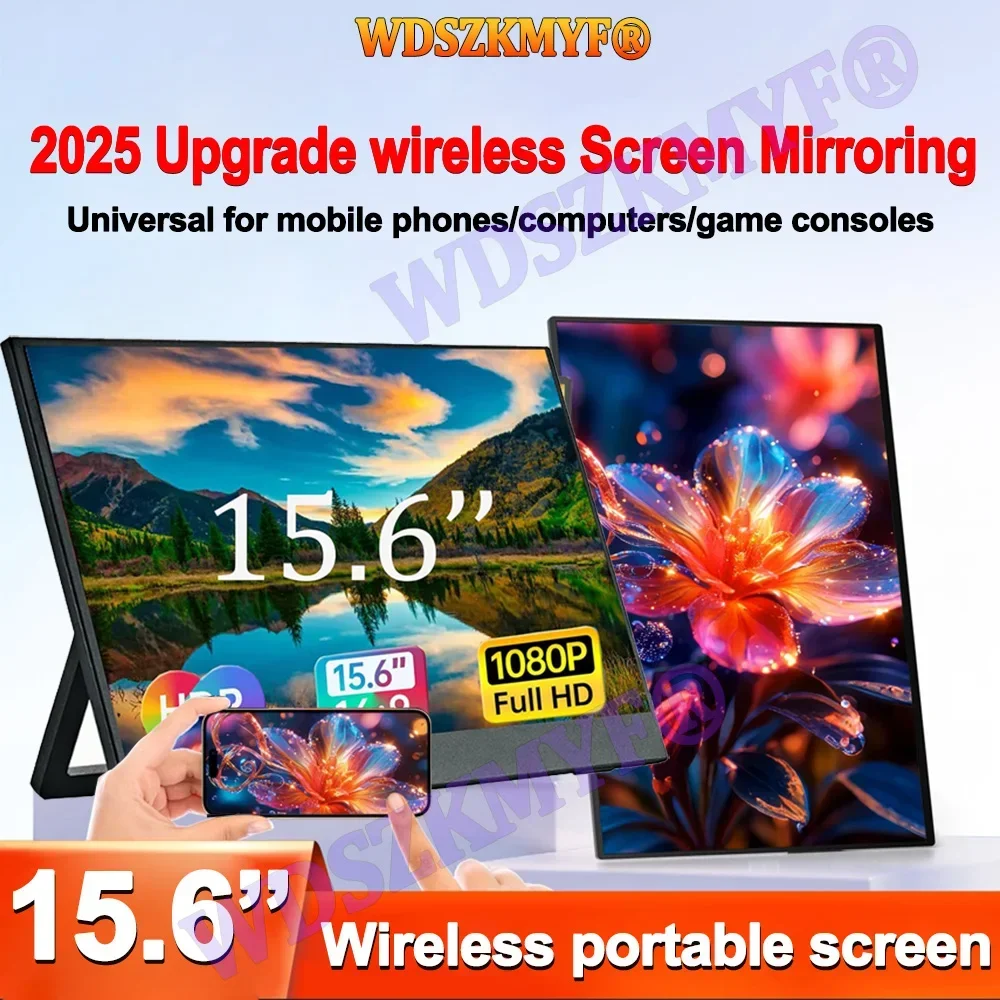 

NEW 15.6” Wireless Portable FHD 1080P 16:9 IPS Panel Secondary Display Computer Monitor Type-C HDMI For Xbox Switch Laptop