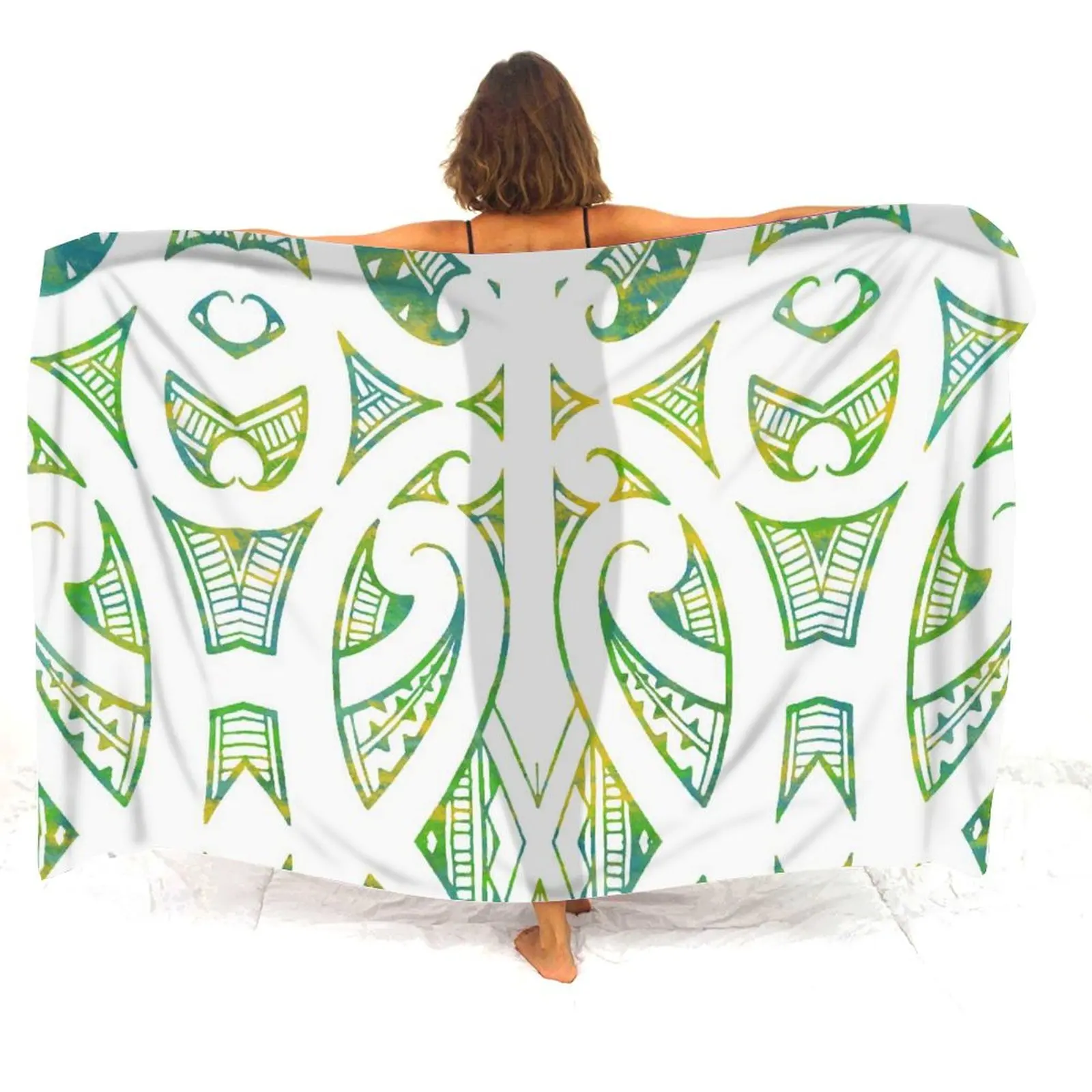 تنورة شال بولينيزية بنمط السرخس قابلة للتخصيص للنساء خفيفة الوزن من منتجع الغابة الاستوائية من Ember Sarong