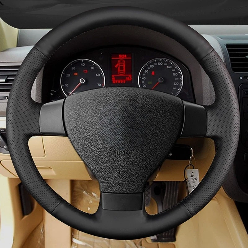 Customized Car Steering Wheel Cover Hand Sewing Non-slip Car Accessories For Volkswagen Golf 5 Mk5 Passat B6 Tiguan 2007 - 2011