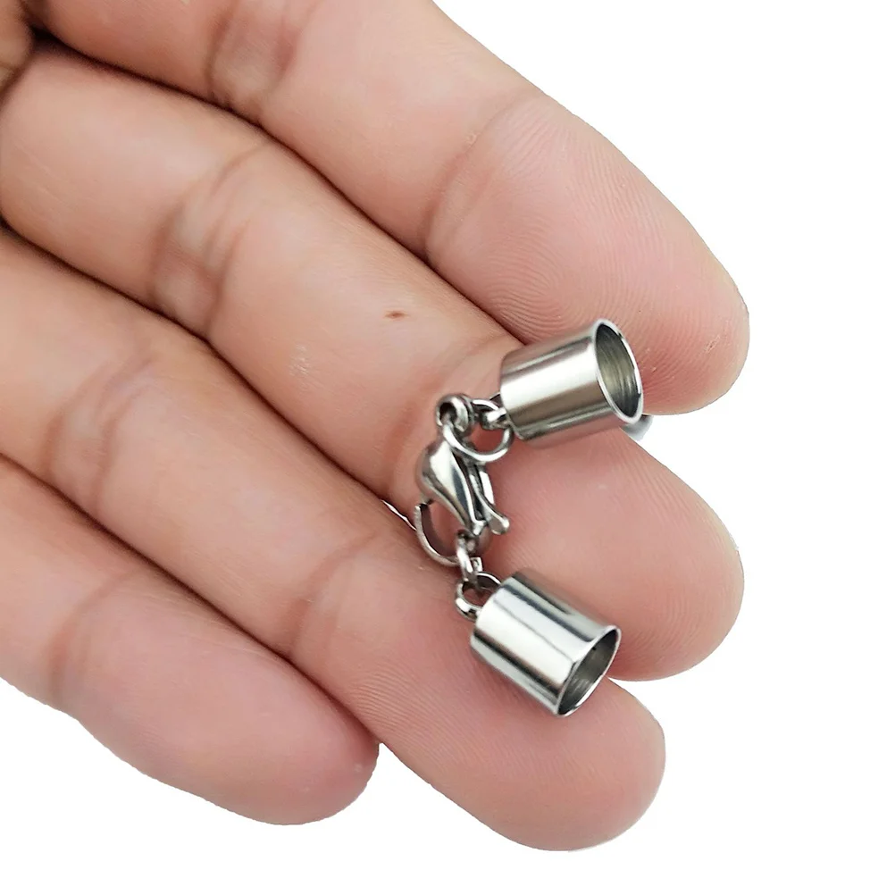 

20Pcs Cord Buckle Stainless Steel Jewelry Fastener Lobster Clasp for Necklace Bracelet Durable 2.2mm Hole Silver