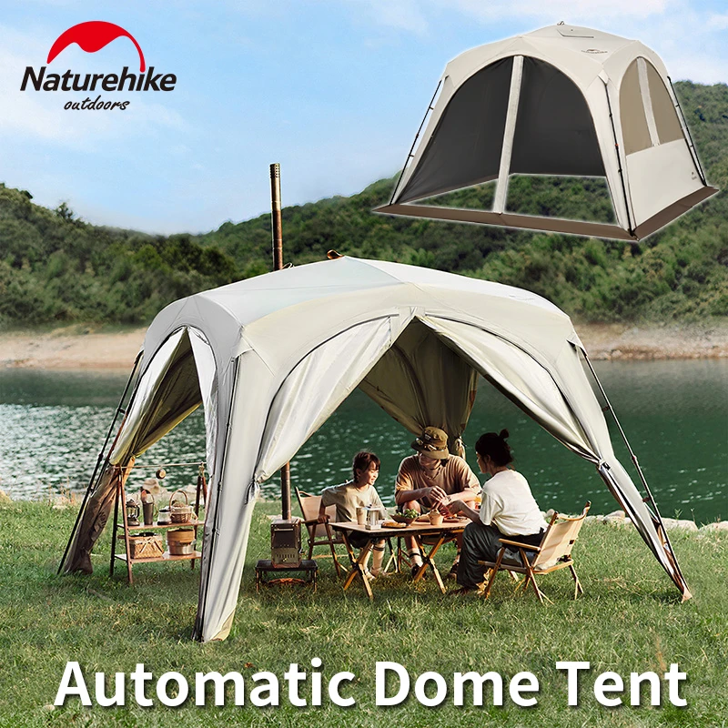 

Naturehike Automatic Dome Tent Canopy Sunshade Camping Outdoor Picnic Sunshade Waterproof Black Coat Awning with Chimney Zipper