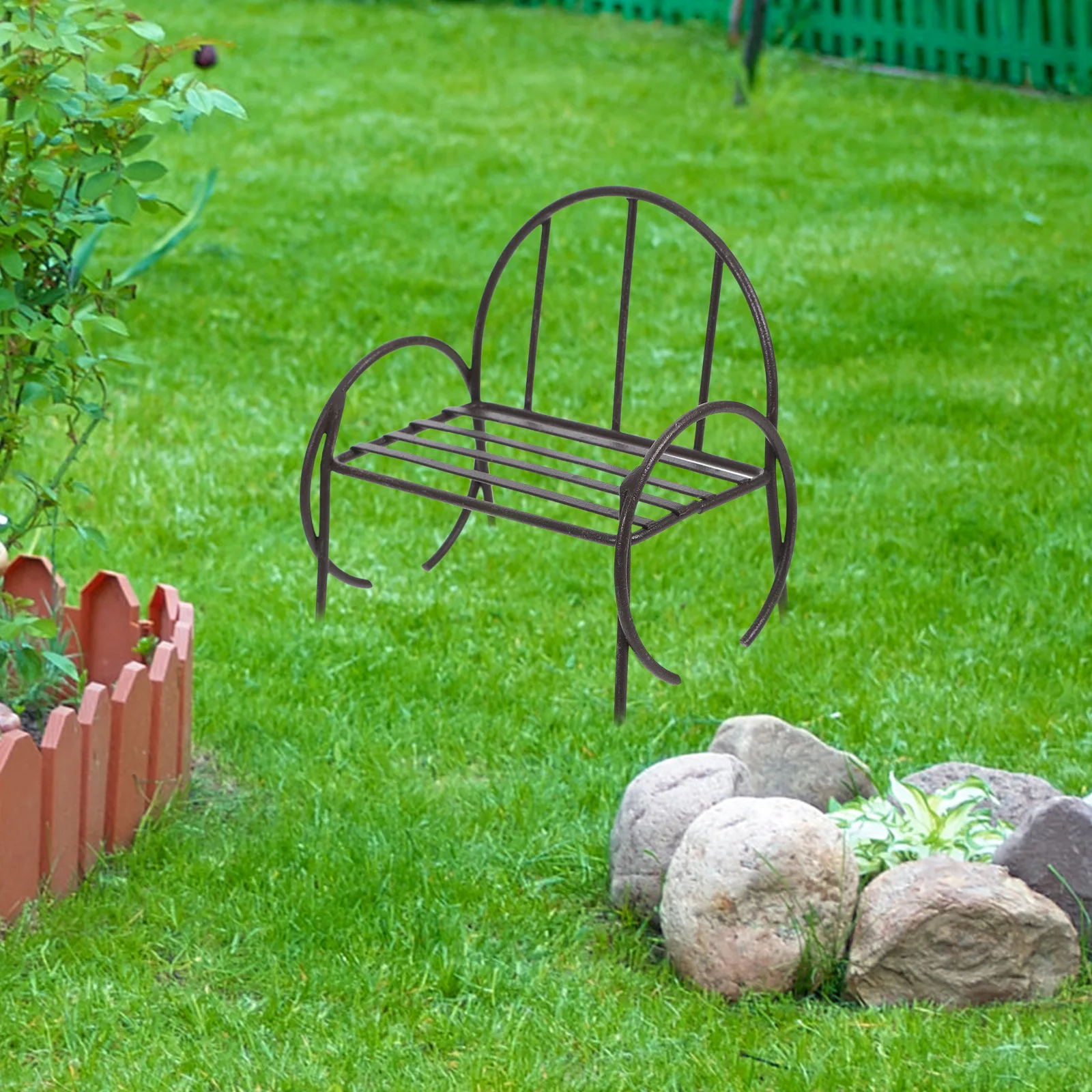 2 قطعة زخرفة مقعد الحديقة المصغرة مصممة بشكل رائع للمنزل طاولة الرمل المشهد الصغير حديقة ديكور أثاث المنزل الصغير #2